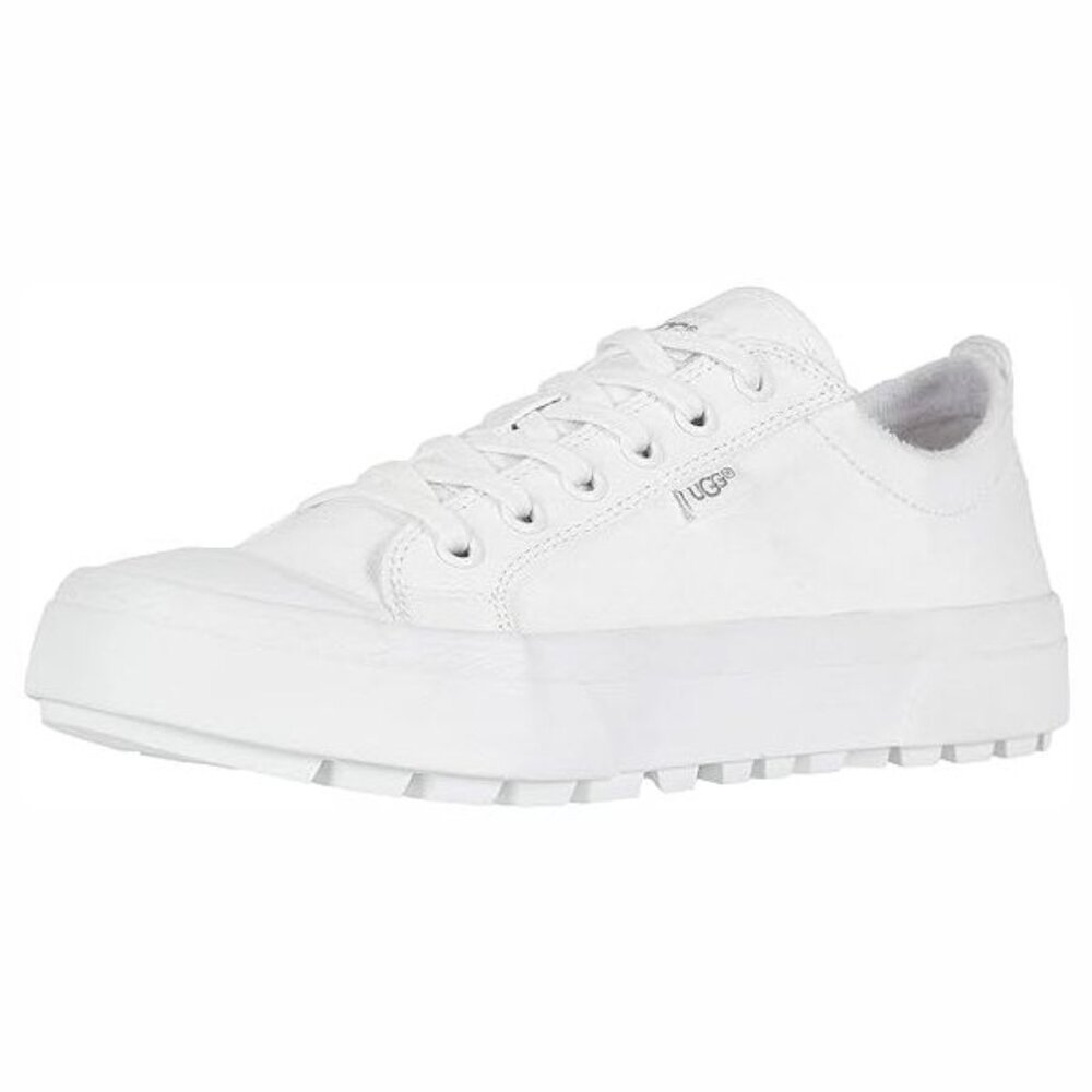 NEW UGG Women Aries White Canvas Lace Up Classic Low Profile Platform Sneakers - Picture 6 of 6